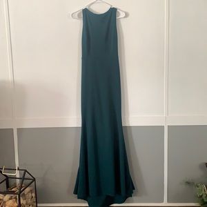 Green prom dress with open back